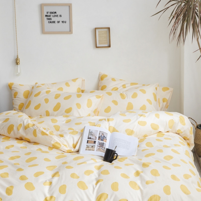 91家纺网 家纺一手货源 找家纺 棉眠 2019新款13070简约全棉四件套 小芒果