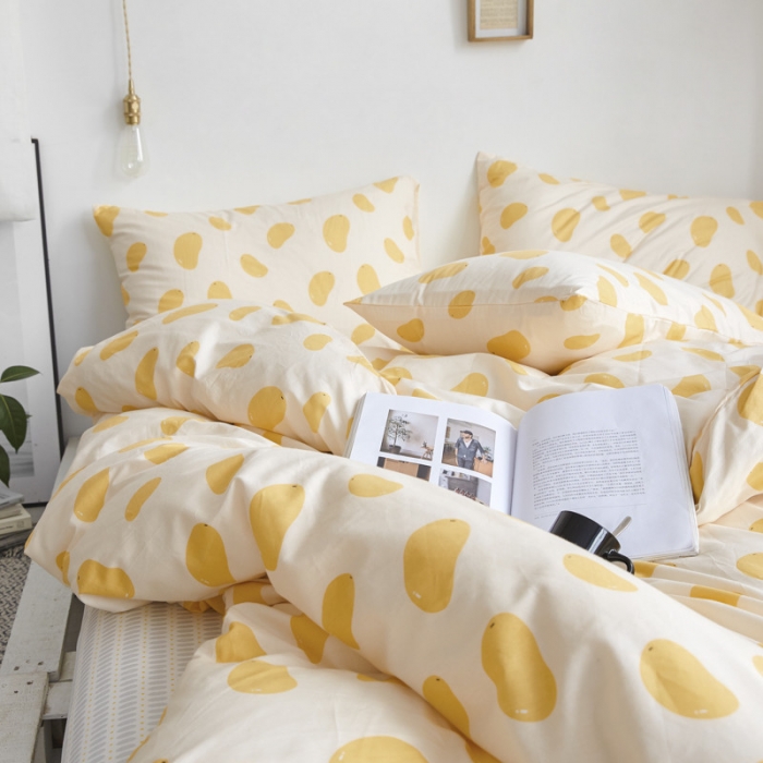 91家纺网 家纺一手货源 找家纺 棉眠 2019新款13070简约全棉四件套 小芒果