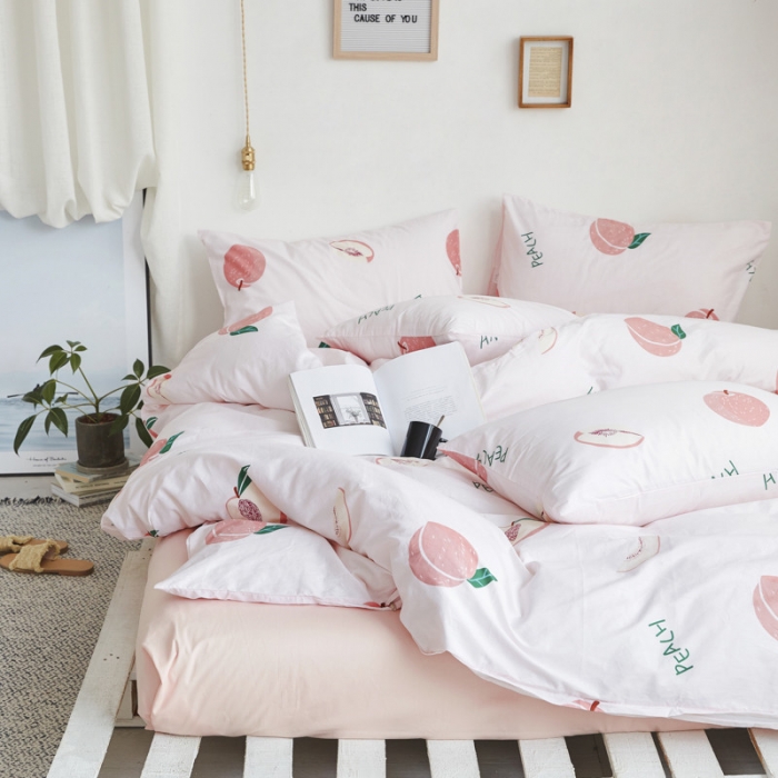 91家纺网 家纺一手货源 找家纺 棉眠 2019新款13070简约全棉四件套 小桃桃