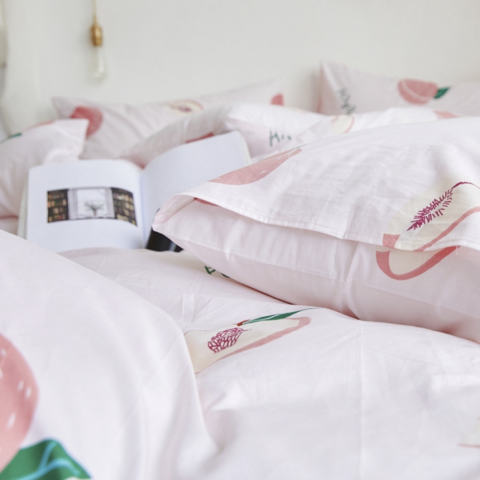 91家纺网 家纺一手货源 找家纺 棉眠 2019新款13070简约全棉四件套 小桃桃