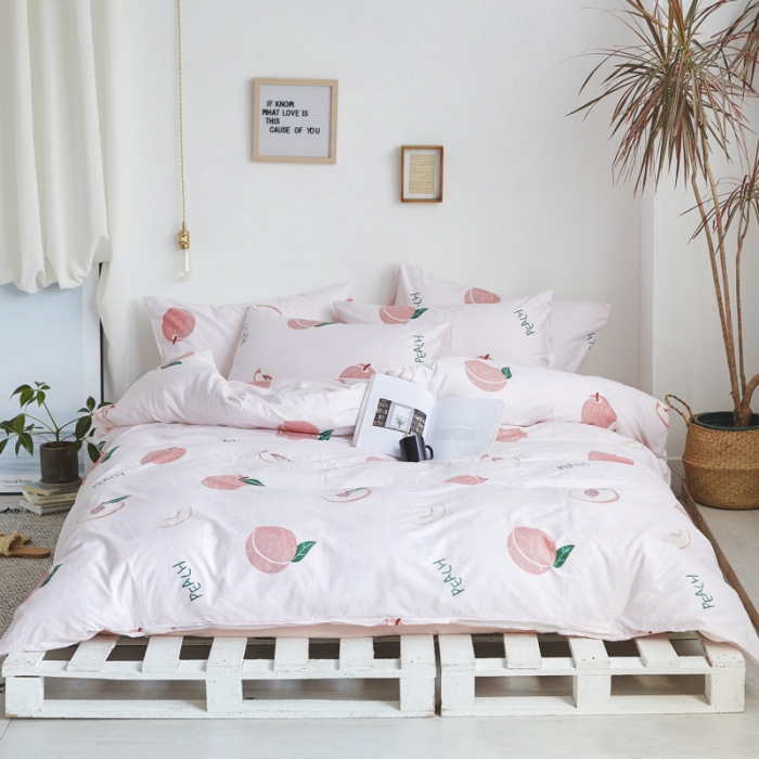 91家纺网 家纺一手货源 找家纺 棉眠 2019新款13070简约全棉四件套 小桃桃