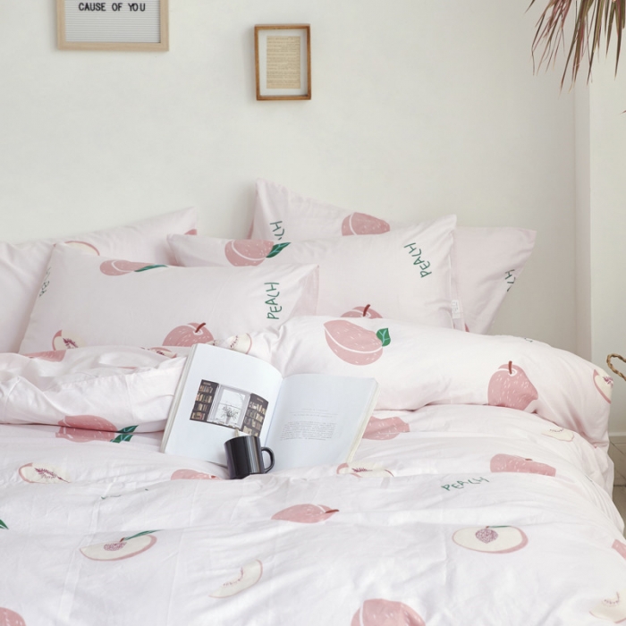 91家纺网 家纺一手货源 找家纺 棉眠 2019新款13070简约全棉四件套 小桃桃
