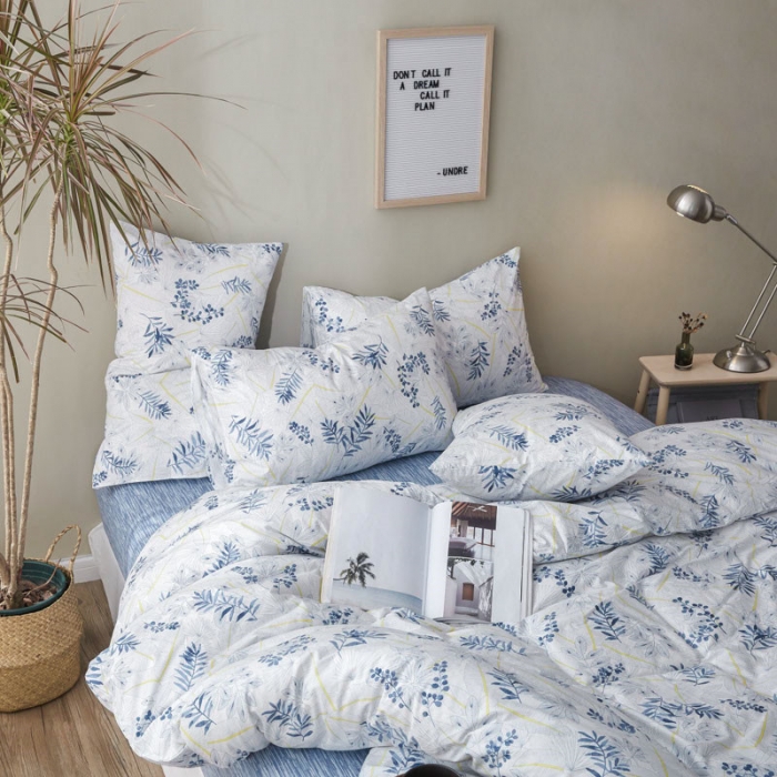 91家纺网 家纺一手货源 找家纺 棉眠 2019新款13372简约全棉四件套 芭蕉