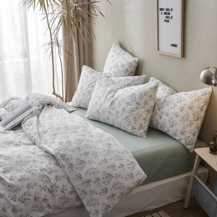 91家纺网 家纺一手货源 找家纺 棉眠 2019新款13372简约全棉四件套 初晴