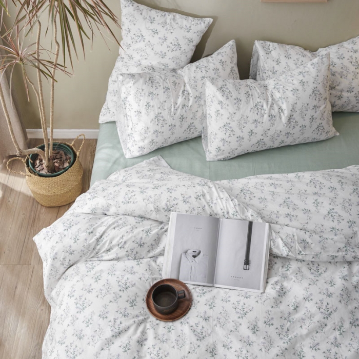 91家纺网 家纺一手货源 找家纺 棉眠 2019新款13372简约全棉四件套 初晴