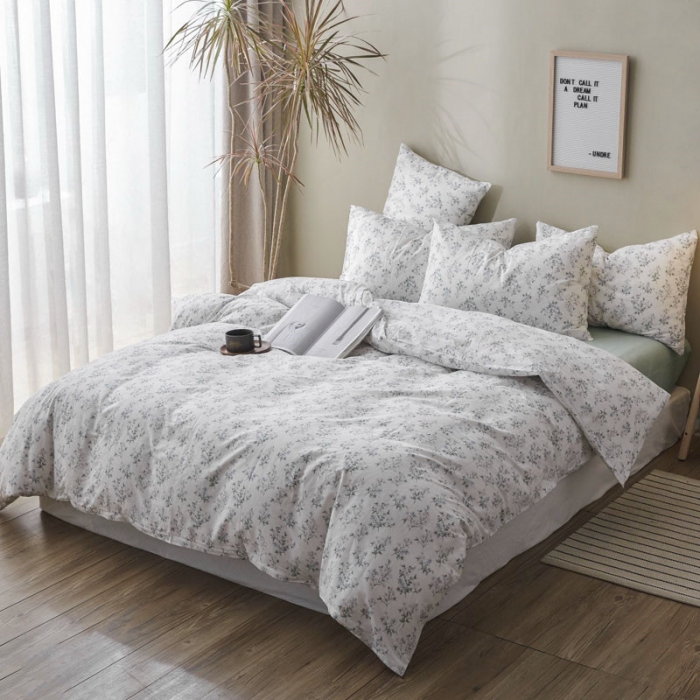 91家纺网 家纺一手货源 找家纺 棉眠 2019新款13372简约全棉四件套 初晴