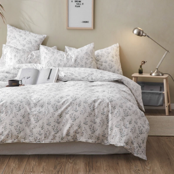 91家纺网 家纺一手货源 找家纺 棉眠 2019新款13372简约全棉四件套 初晴