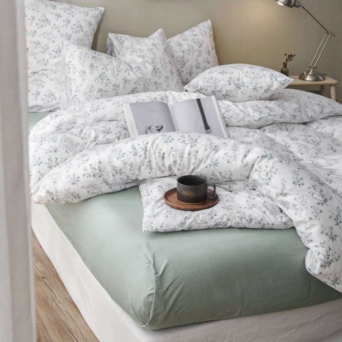 91家纺网 家纺一手货源 找家纺 棉眠 2019新款13372简约全棉四件套 初晴