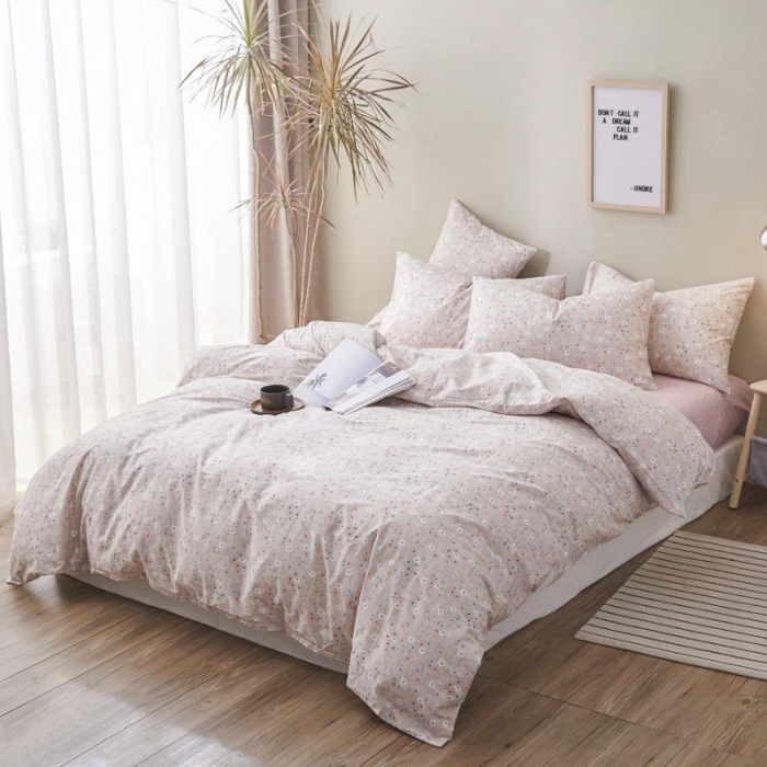 91家纺网 家纺一手货源 找家纺 棉眠 2019新款13372简约全棉四件套 花季