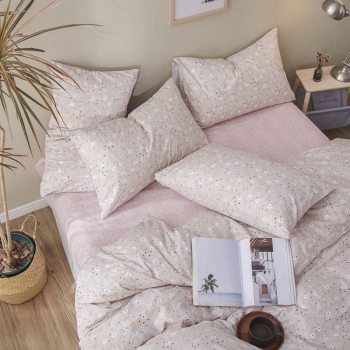 91家纺网 家纺一手货源 找家纺 棉眠 2019新款13372简约全棉四件套 花季