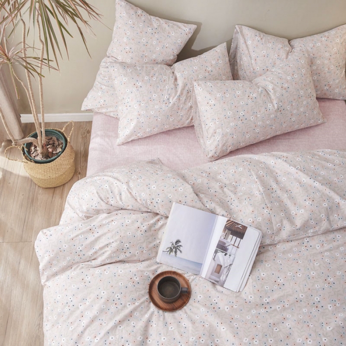 91家纺网 家纺一手货源 找家纺 棉眠 2019新款13372简约全棉四件套 花季