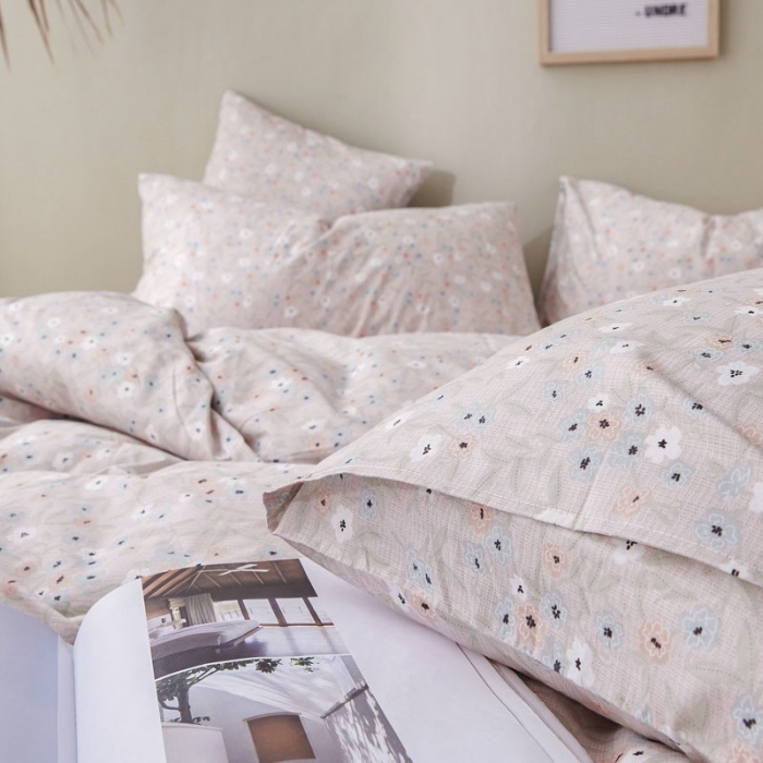 91家纺网 家纺一手货源 找家纺 棉眠 2019新款13372简约全棉四件套 花季