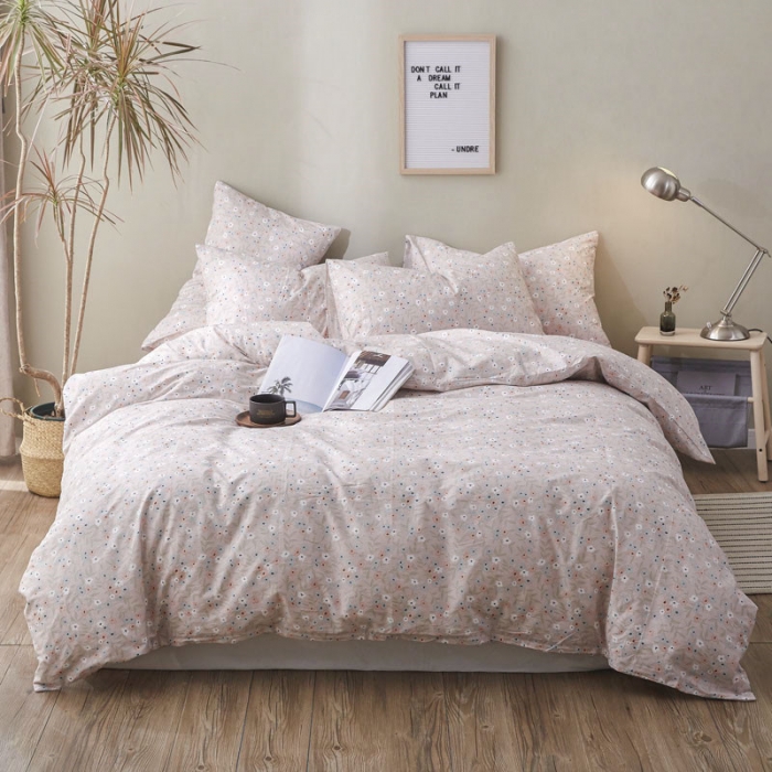 91家纺网 家纺一手货源 找家纺 棉眠 2019新款13372简约全棉四件套 花季