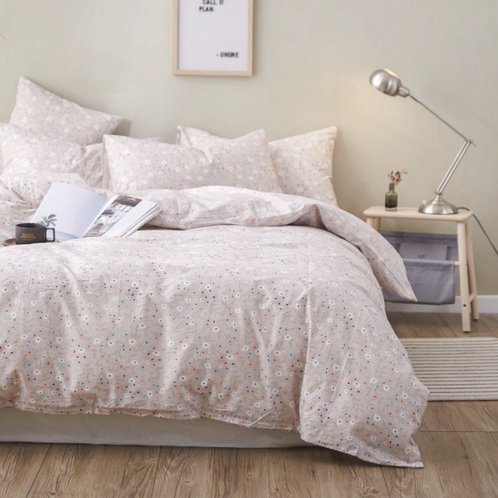 91家纺网 家纺一手货源 找家纺 棉眠 2019新款13372简约全棉四件套 花季