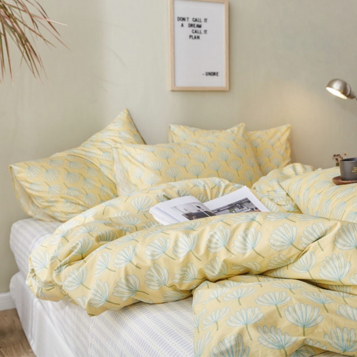 91家纺网 家纺一手货源 找家纺 棉眠 2019新款13372简约全棉四件套 锦瑟