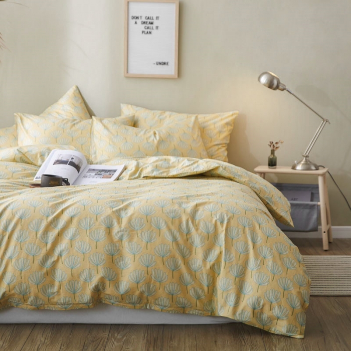 91家纺网 家纺一手货源 找家纺 棉眠 2019新款13372简约全棉四件套 锦瑟