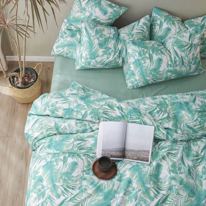 91家纺网 家纺一手货源 找家纺 棉眠 2019新款13372简约全棉四件套 绿森