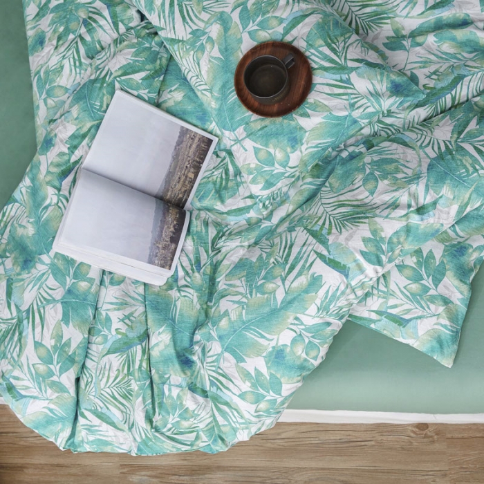 91家纺网 家纺一手货源 找家纺 棉眠 2019新款13372简约全棉四件套 绿森