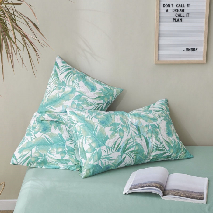 91家纺网 家纺一手货源 找家纺 棉眠 2019新款13372简约全棉四件套 绿森