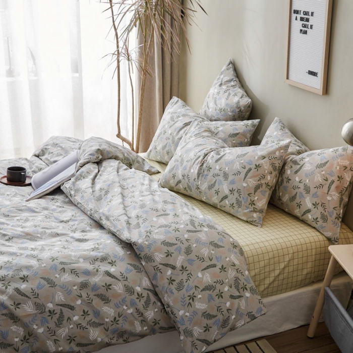91家纺网 家纺一手货源 找家纺 棉眠 2019新款13372简约全棉四件套 秋实