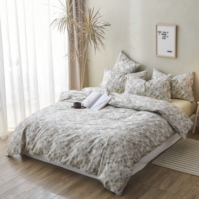 91家纺网 家纺一手货源 找家纺 棉眠 2019新款13372简约全棉四件套 秋实