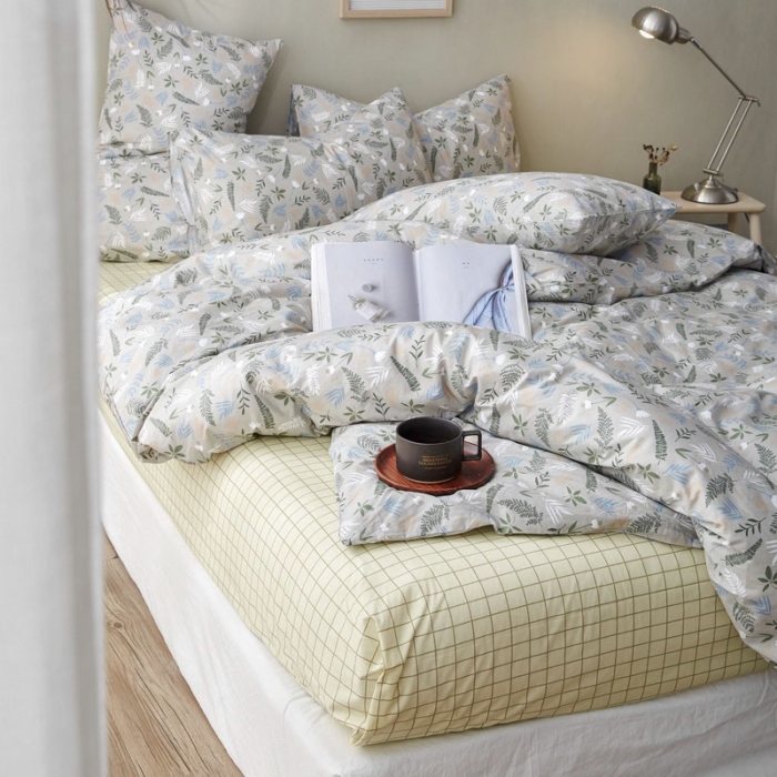 91家纺网 家纺一手货源 找家纺 棉眠 2019新款13372简约全棉四件套 秋实