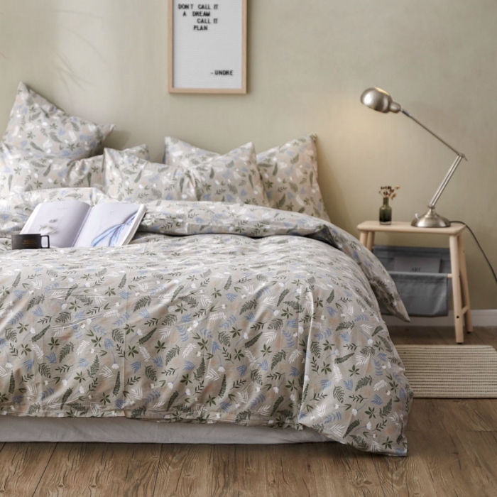 91家纺网 家纺一手货源 找家纺 棉眠 2019新款13372简约全棉四件套 秋实