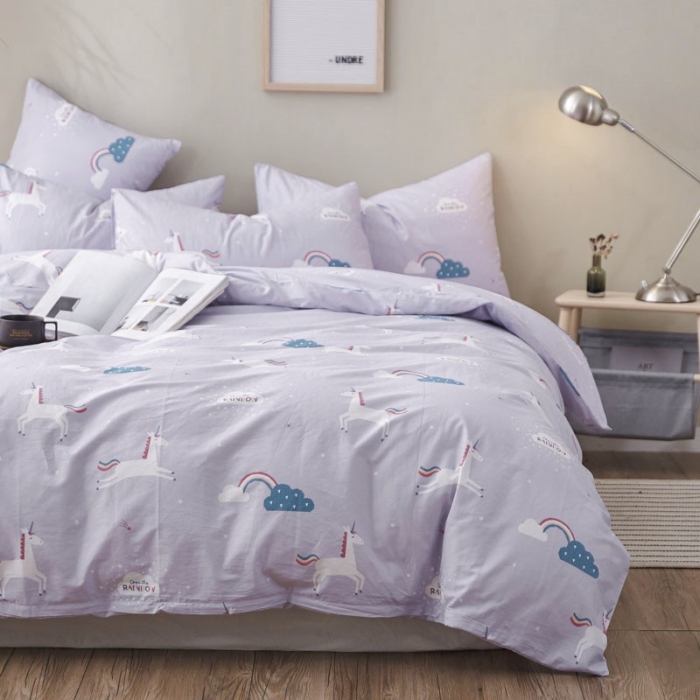 91家纺网 家纺一手货源 找家纺 棉眠 2019新款13372简约全棉四件套 甜梦