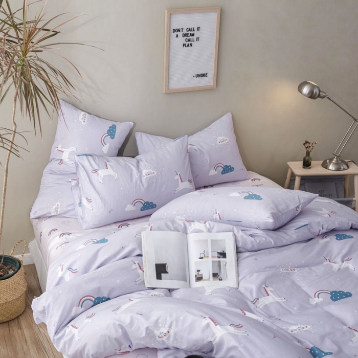 91家纺网 家纺一手货源 找家纺 棉眠 2019新款13372简约全棉四件套 甜梦