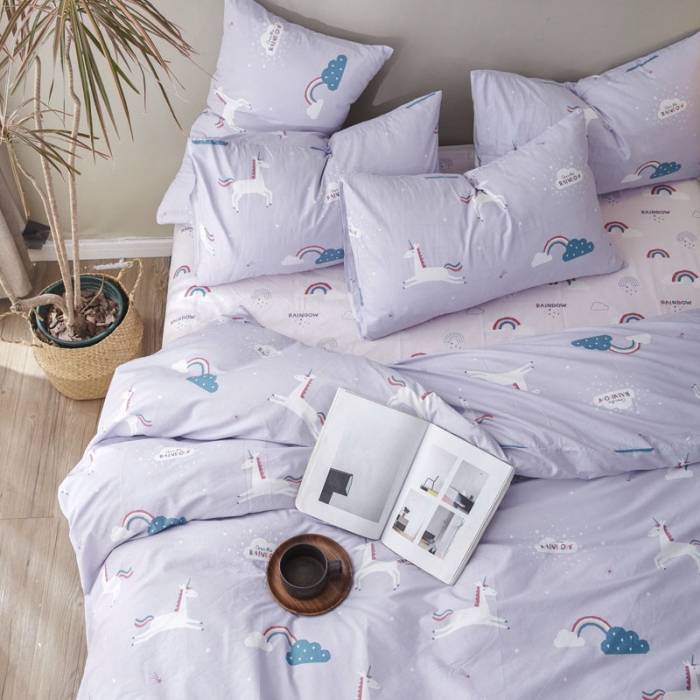 91家纺网 家纺一手货源 找家纺 棉眠 2019新款13372简约全棉四件套 甜梦