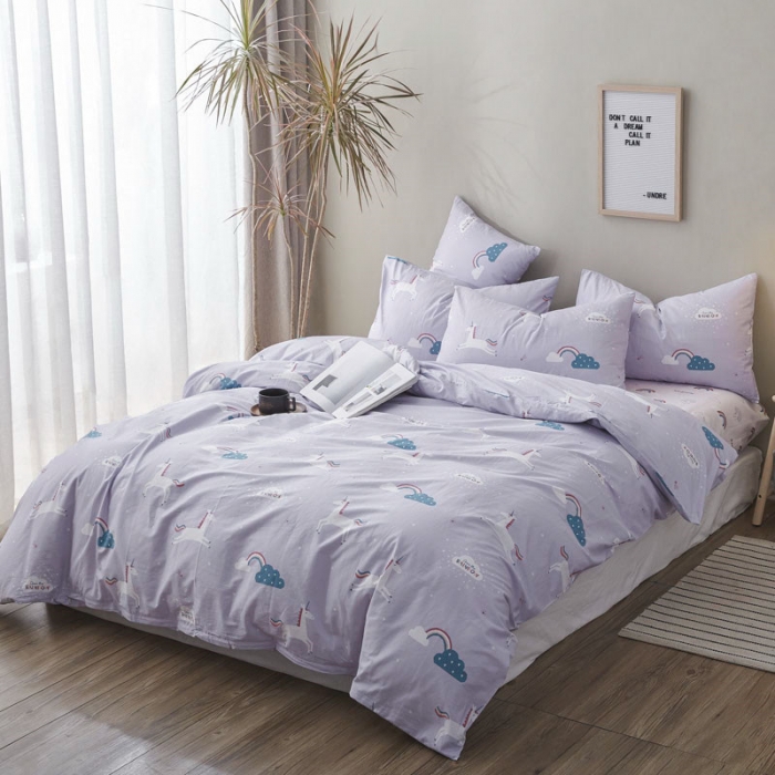 91家纺网 家纺一手货源 找家纺 棉眠 2019新款13372简约全棉四件套 甜梦