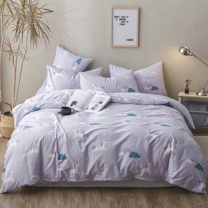 91家纺网 家纺一手货源 找家纺 棉眠 2019新款13372简约全棉四件套 甜梦