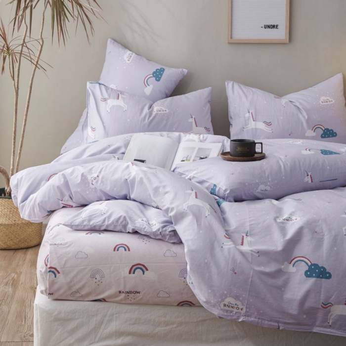 91家纺网 家纺一手货源 找家纺 棉眠 2019新款13372简约全棉四件套 甜梦