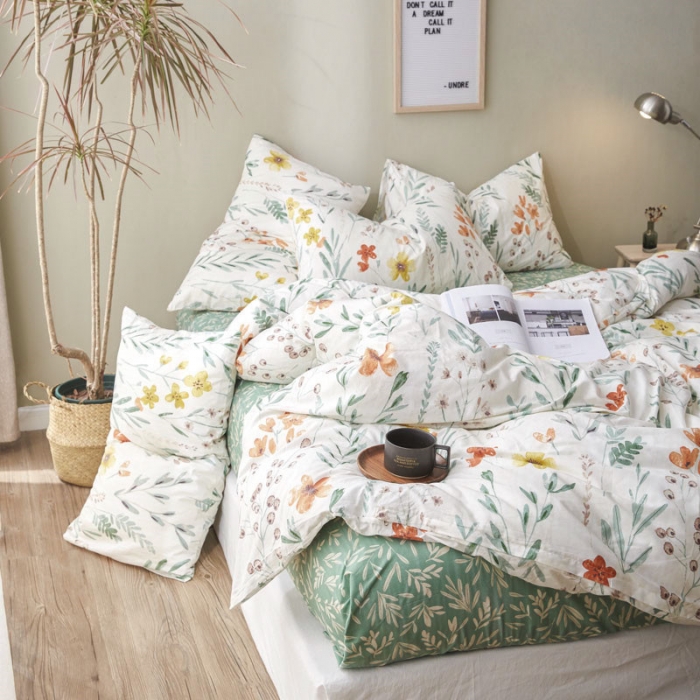 91家纺网 家纺一手货源 找家纺 棉眠 2019新款13372简约全棉四件套 夏意