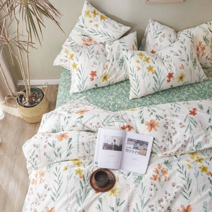 91家纺网 家纺一手货源 找家纺 棉眠 2019新款13372简约全棉四件套 夏意