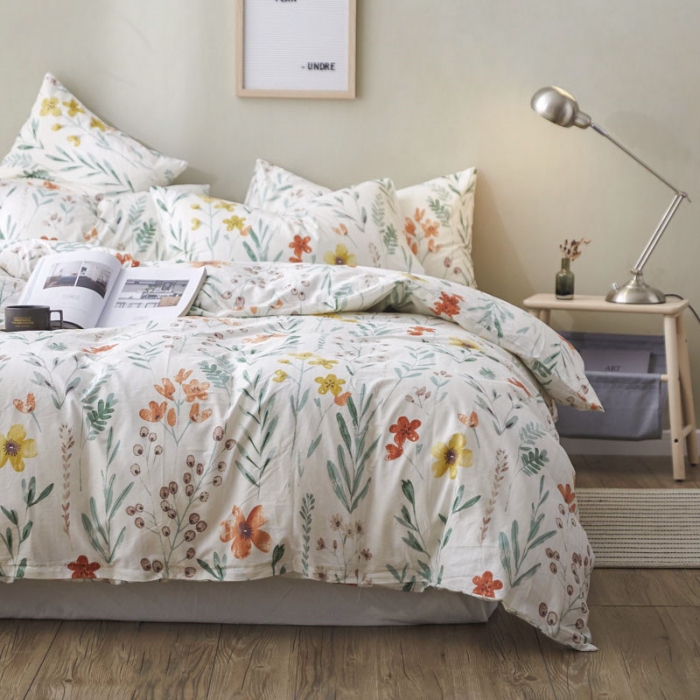 91家纺网 家纺一手货源 找家纺 棉眠 2019新款13372简约全棉四件套 夏意