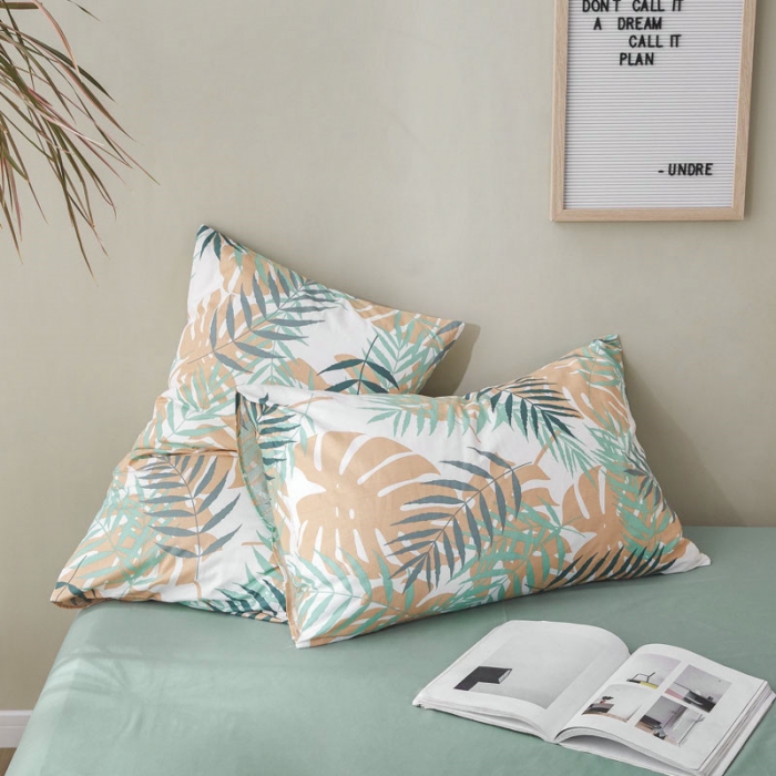 91家纺网 家纺一手货源 找家纺 棉眠 2019新款13372简约全棉四件套 雨林