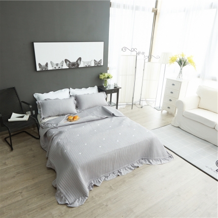 91家纺网 家纺一手货源 找家纺 （总）漫调家纺 韩国ins星星床盖三件套夏凉被三件套