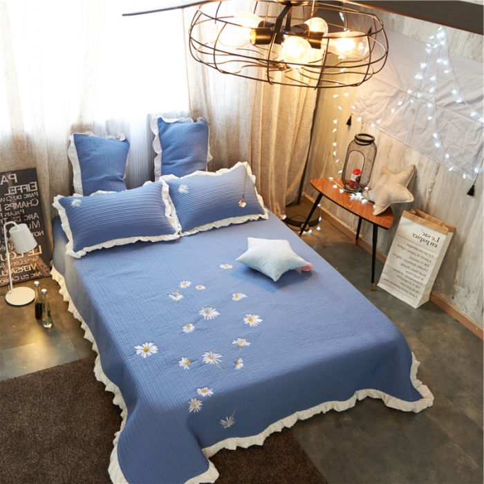 91家纺网 家纺一手货源 找家纺 （总）漫调家纺 韩国ins星星床盖三件套夏凉被三件套
