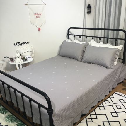 漫调家纺 韩国床盖三件套星星-灰