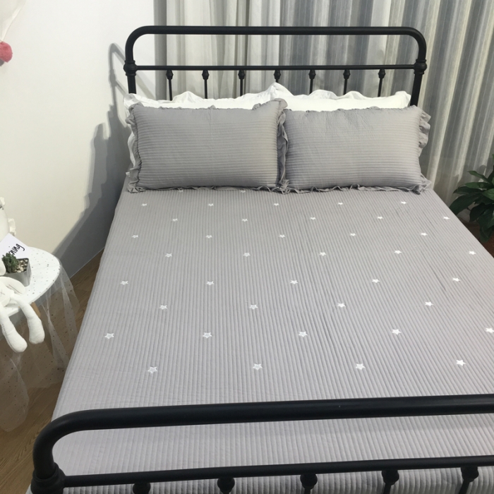 91家纺网 家纺一手货源 找家纺 漫调家纺 韩国床盖三件套星星-灰
