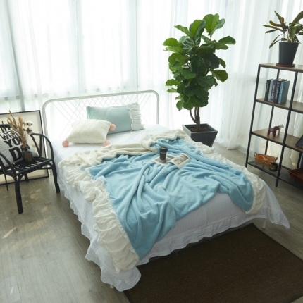 91家纺网 家纺一手货源 找家纺 漫调家纺 被套毯韩国兔兔绒高档毛皮保暖毯Tiffany蓝