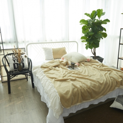 91家纺网 家纺一手货源 找家纺 漫调家纺 被套毯韩国兔兔绒高档毛皮保暖毯奶茶色