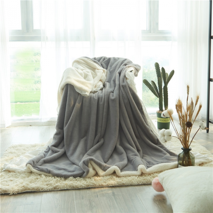 91家纺网 家纺一手货源 找家纺 漫调家纺 被套毯韩国兔兔绒高档毛皮保暖毯绅士灰