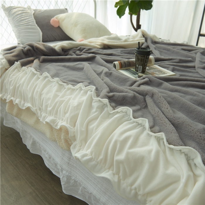 91家纺网 家纺一手货源 找家纺 漫调家纺 被套毯韩国兔兔绒高档毛皮保暖毯绅士灰