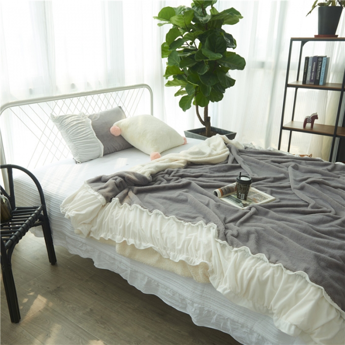 91家纺网 家纺一手货源 找家纺 漫调家纺 被套毯韩国兔兔绒高档毛皮保暖毯绅士灰