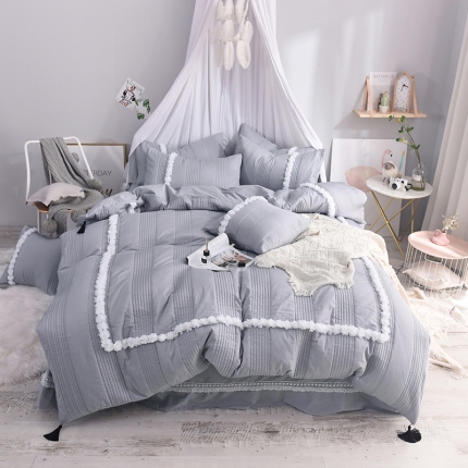 91家纺网 家纺一手货源 找家纺 （总）漫调家纺 全棉韩版公主风 夏被四件套