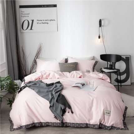 91家纺网 家纺一手货源 找家纺 （总）漫调家纺 北欧文艺范三宅一生绣花织带喷气全棉四件套