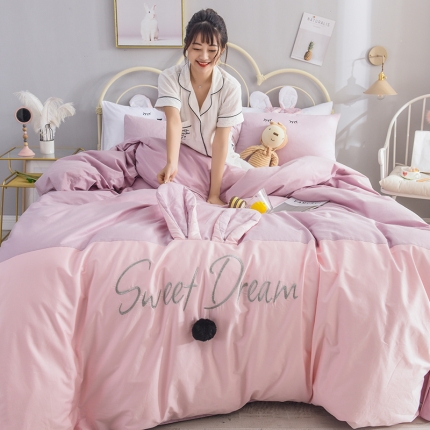 91家纺网 家纺一手货源 找家纺 （总）漫调家纺  2019新款ins爆款全棉兔耳朵四件套