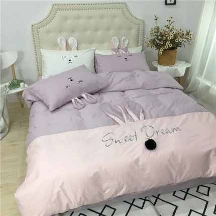 91家纺网 家纺一手货源 找家纺 （总）漫调家纺  2019新款ins爆款全棉兔耳朵四件套